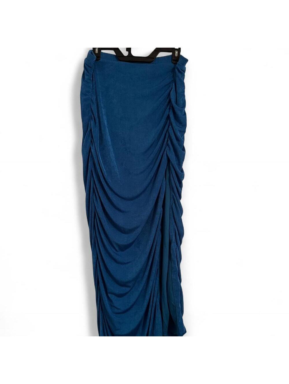 Revolve x Remi Elegant Evening Wear Ruche Blue Maxi Skirt Plus Size 1X